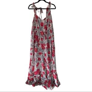 Floral tie back maxi dress